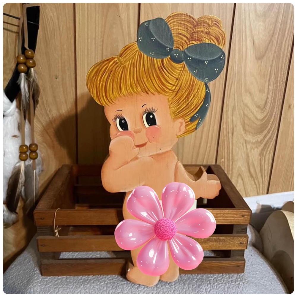 Handmade Cute Wooden Doll Basket
